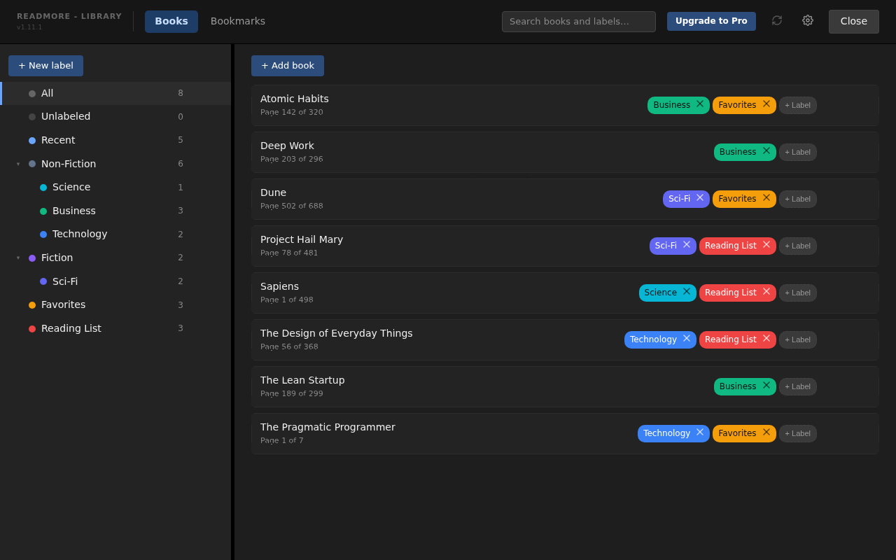 The ReadMore library with labelled books and sidebar filters